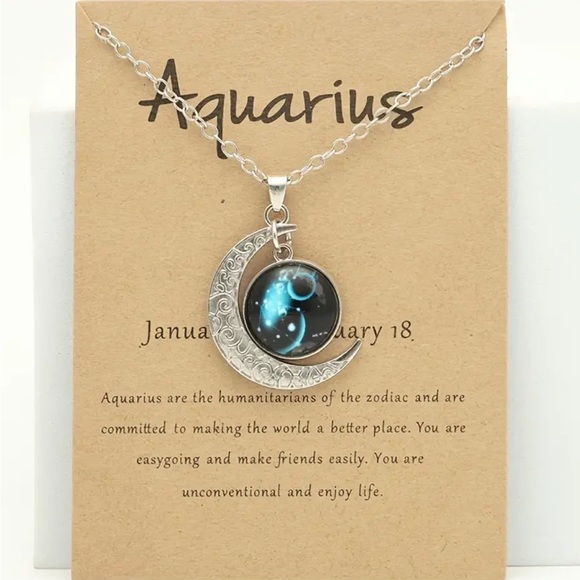 Luminous Zodiac Retro Moon Pendant Necklace & Card NIP - Picture 14 of 15